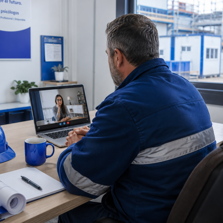 Consulta online de salud mental para trabajadores de industria, una solución corporativa de psicología preventiva para reducir el estrés laboral.